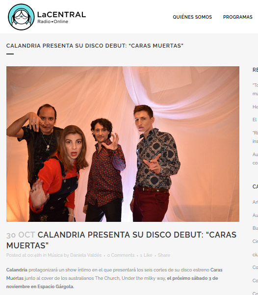 Nota Radio LaCENTRAL disco Caras Muertas