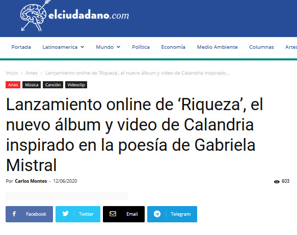Nota en El Ciudadano disco Riqueza