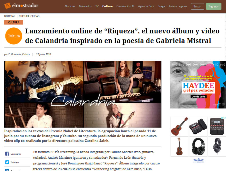El Mostrador lanzamiento Riqueza de Calandria